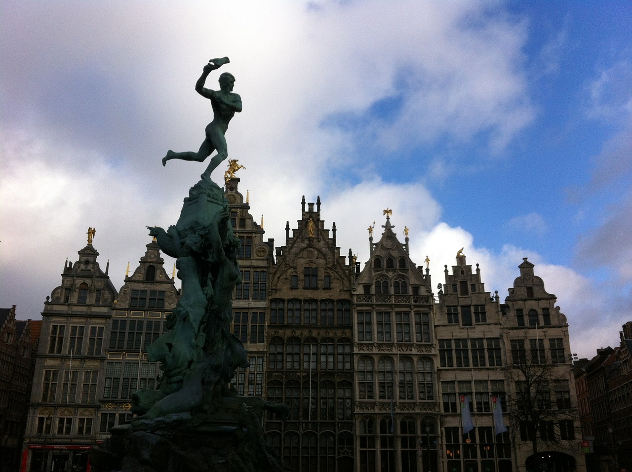 Belgija, Antverpenas, Skulptūra, Architektūra, Dangus, Figūra, Atmosfera, Scheldt, Grote Markt, Oro Temperamentas