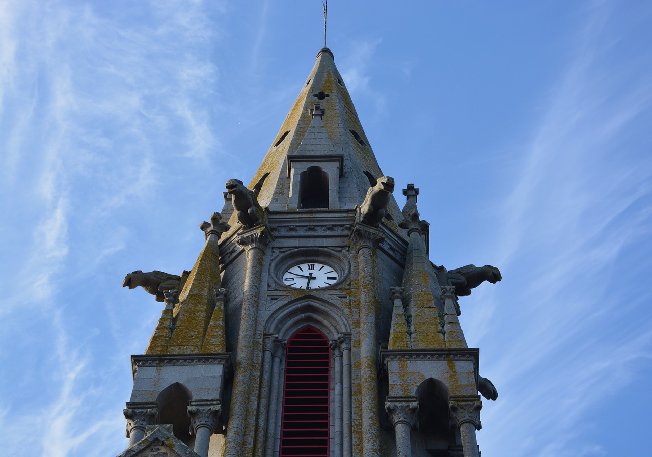 Varpinė, Bažnyčios Meillacas, Laikrodis, Paveldas, Gargoyles, Architektūra, Religiniai Paminklai, France, Akmenys, Paminklas