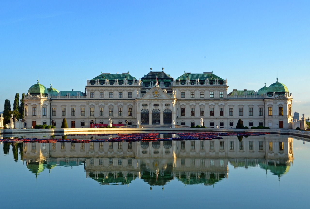 Belvedere, Pilis, Barokas, Vienna, Viršutinė Belvedere, Vaizdas Iš Priekio, Veidrodis, Tvenkinys, Austria, Prinz Eugen