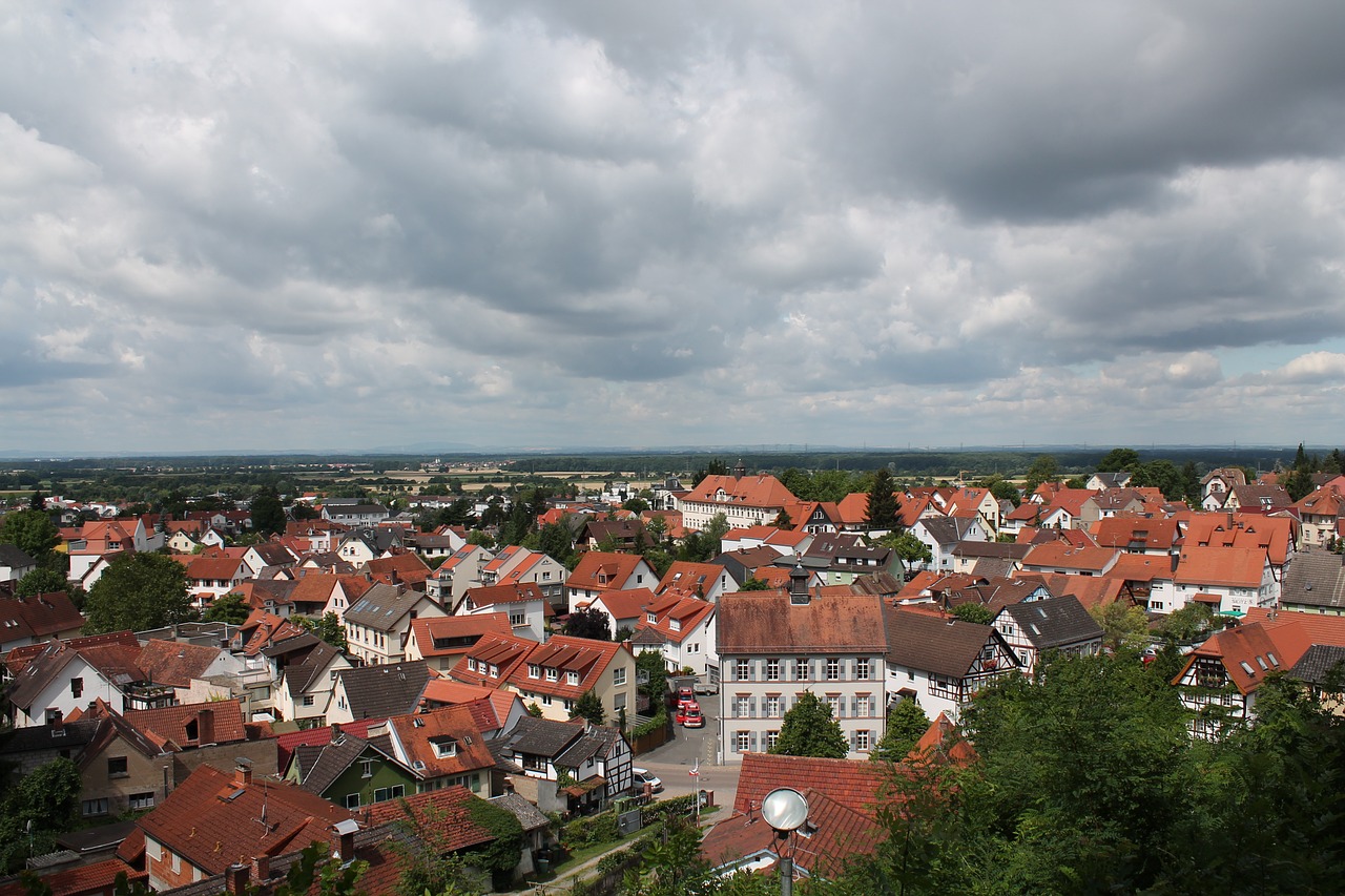 Bensheim-Auerbach,  Miestas,  Hessen,  Vokietija,  Vaizdas,  Panorama,  Cloudscape