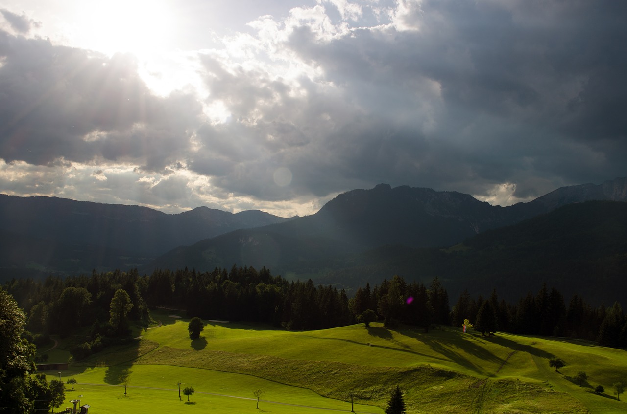 Berchtesgadener Žemės, Kraštovaizdis, Alpių, Kalnai, Obersalzberg, Bavarijos Alpės, Gamta, Vaizdas, Vasara, Dangus