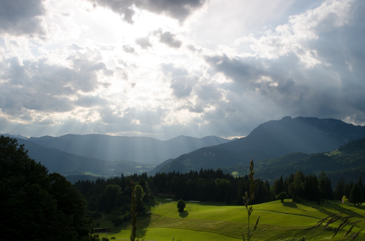 Berchtesgadener Žemės, Kraštovaizdis, Alpių, Kalnai, Obersalzberg, Bavarijos Alpės, Gamta, Vaizdas, Vasara, Dangus