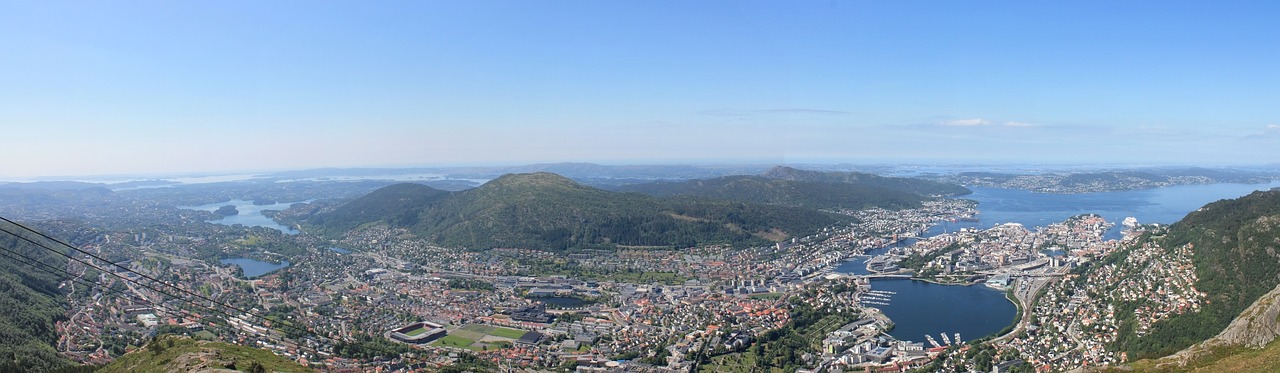 Bergen, Panorama, Miestas, Jūra, Fjordas, Kapitalas, Vaizdas, Mėlynas, Kranto, Nemokamos Nuotraukos