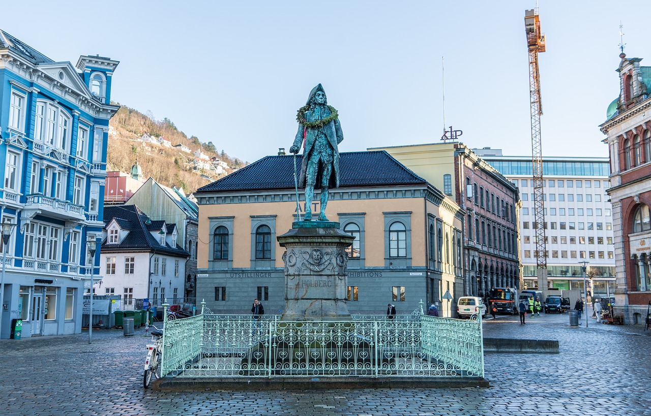 Bergen, Norvegija, Statula, Miestas, Europa, Skandinavija, Architektūra, Kelionė, Pastatas, Namas
