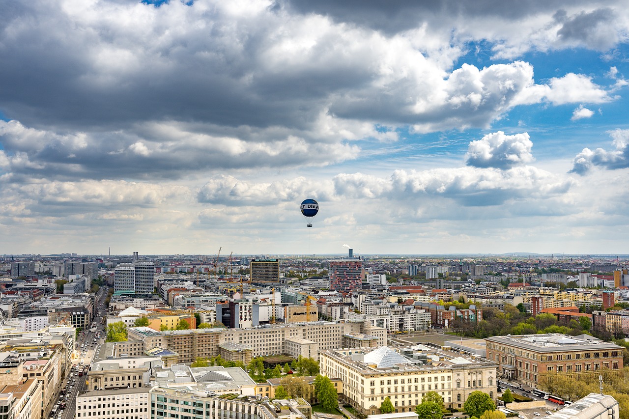 Berlynas, Panorama, Potsdamo Vieta, Kapitalas, Dangoraižis, Kolhofo Bokštai, Požiūris, Dangus, Miestas, Architektūra