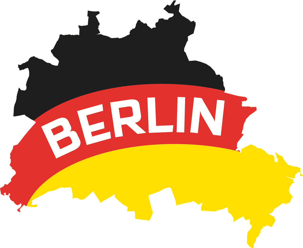 Berlynas, Kontūrai, Žemėlapis, Kapitalas, Vokietija, Siluetas, Vėliava, Vyriausybė, Juoda, Raudona