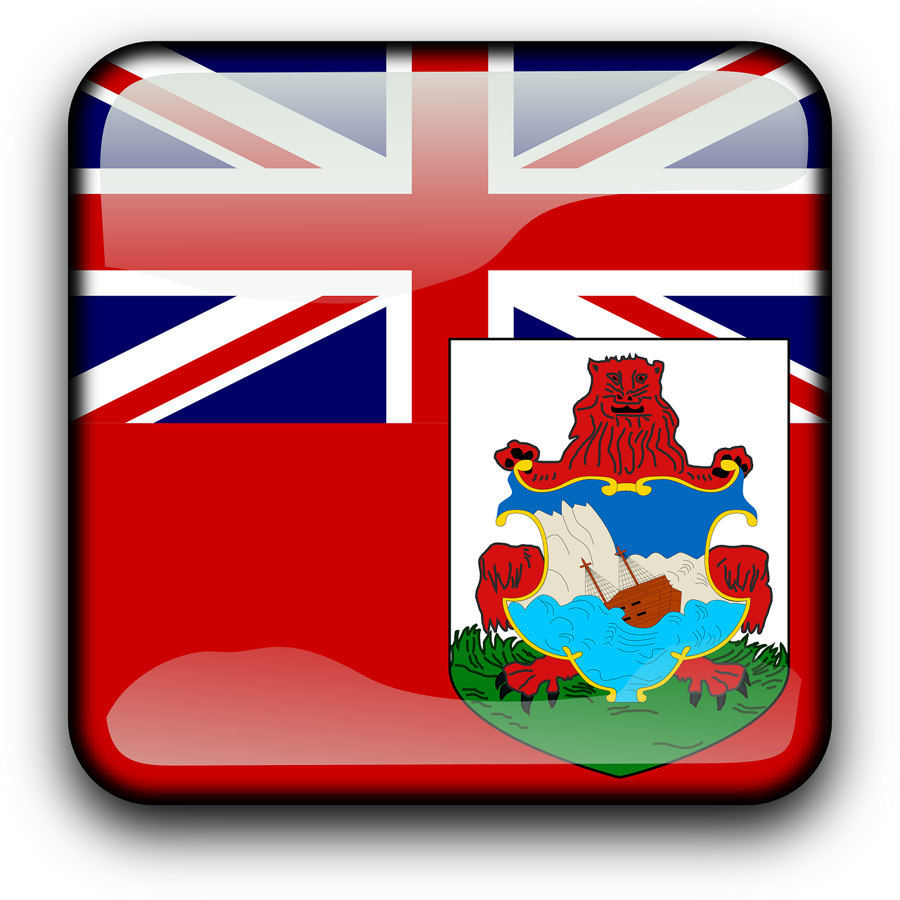 Bermudai, Vėliava, Šalis, Tautybė, Kvadratas, Mygtukas, Blizgus, Nemokama Vektorinė Grafika, Nemokamos Nuotraukos,  Nemokama Licenzija