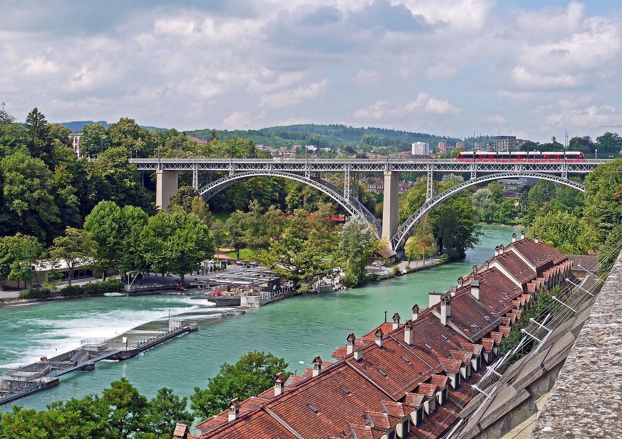 Bern, Aaretal, Kirchenfeldbücke, Centro, Senamiestis, Weir, Tramvajus, Kapitalas, Šveicarija, Vaizdingas