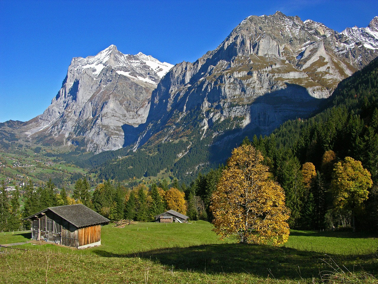 Berni Oberland, Kalnų Peizažas, Ruduo, Sodyba, Sodybos, Postkartenmotiv, Mediniai Namai, Alpių, Aukščiausiojo Lygio Susitikimas, Kalnai