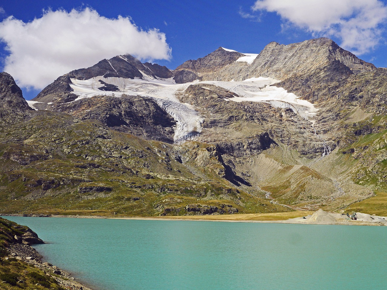 Bernina Pass, Graubünden, Šveicarija, Engadin, Praeiti, Kalnai, Alpių, Ledynas, Turkis, Lago Bianco