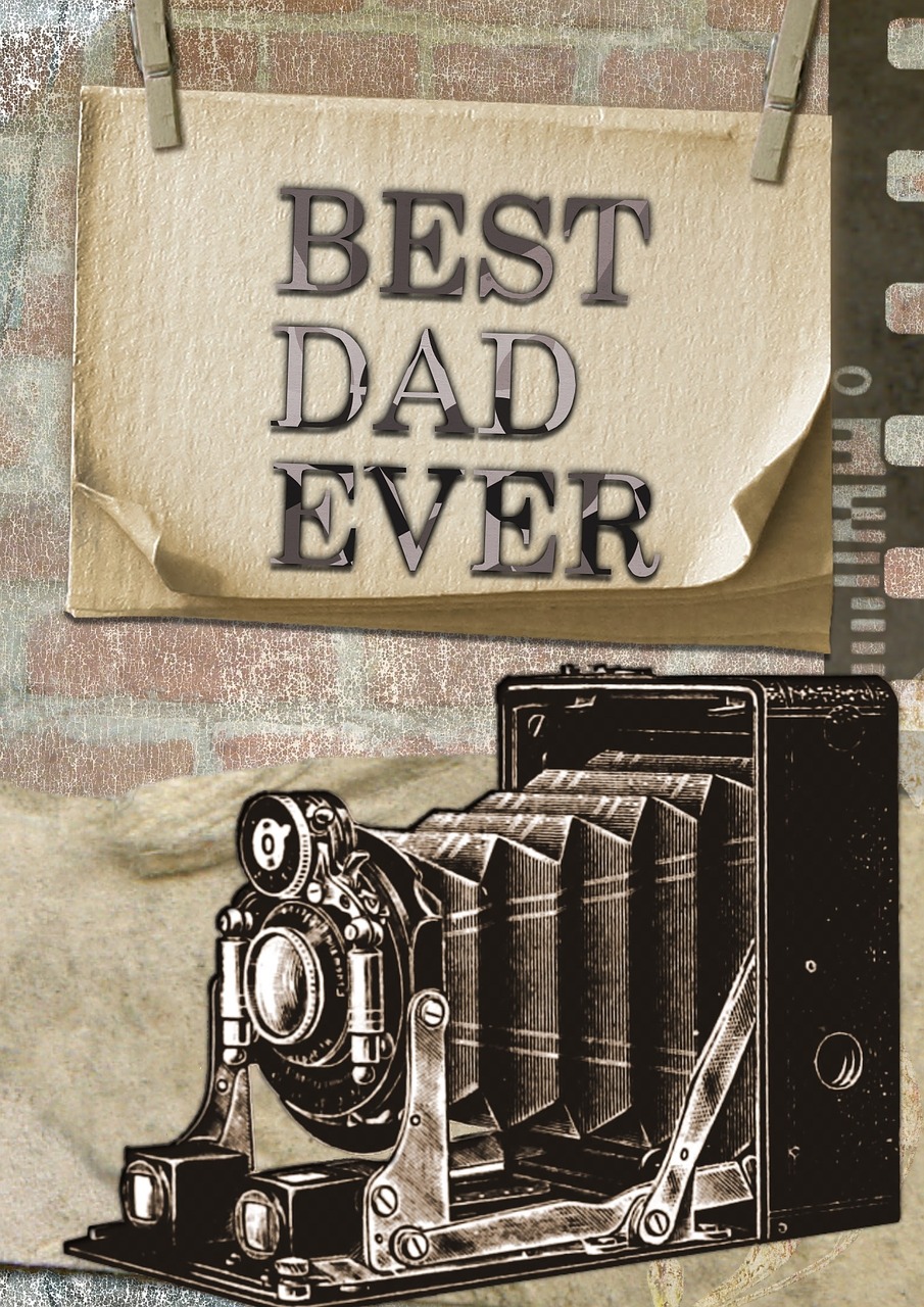 Geriausia, Tėtis, Kada Nors, Kortelė, Pasveikinimas, Tėvas, Šeima, Ženklas, Fotoaparatas, Dizainas