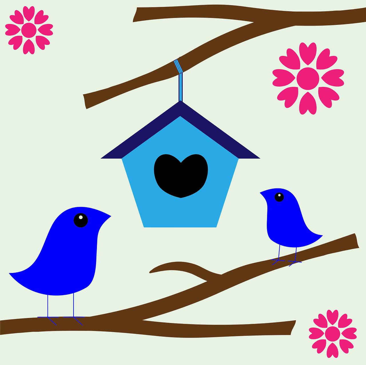 Birdhouse, Paukščiai, Pora, Meilė, Lizdas, Romantika, Valentine, Nemokama Vektorinė Grafika, Nemokamos Nuotraukos,  Nemokama Licenzija