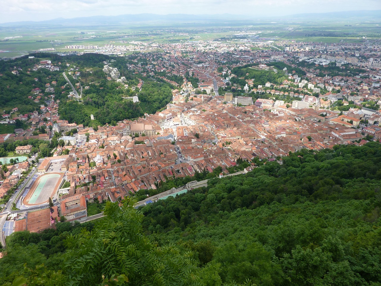 Paukščio Skrydžio Vaizdas, Miestas, Brasov, Romanija, Europa, Senas, Miestas, Pastatas, Vaizdas, Centras