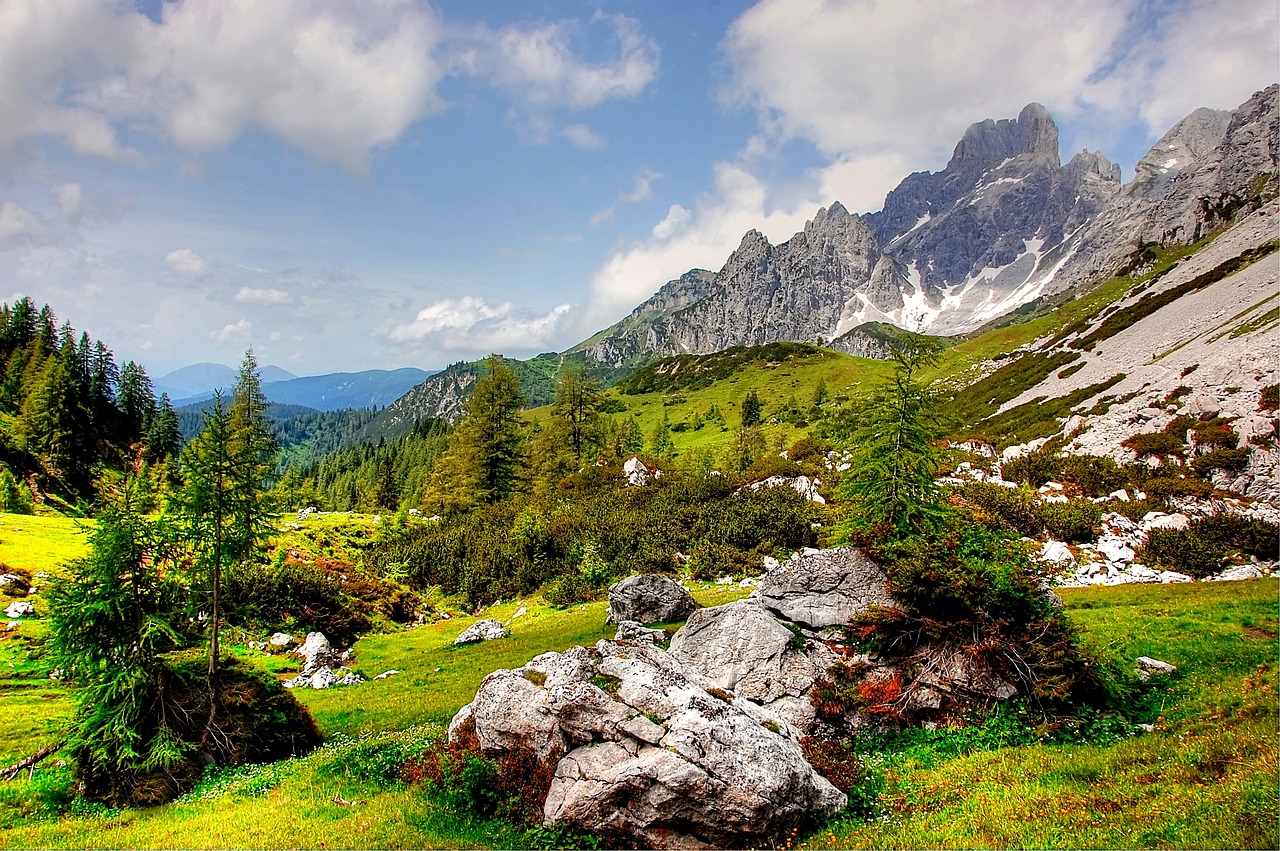 Bischofsmütze,  Kalnai,  Pobūdį,  Kraštovaizdis,  Panorama,  Dangus,  Alpine,  Mėlyna,  Schladming,  Kalnų