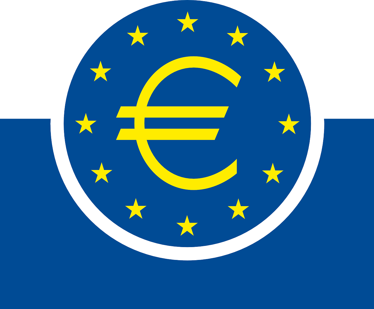 Mėlynas, Geltona, Balta, Žvaigždės, Euras, Logotipas, Europietis, Bankas, Centrinis, Nemokama Vektorinė Grafika