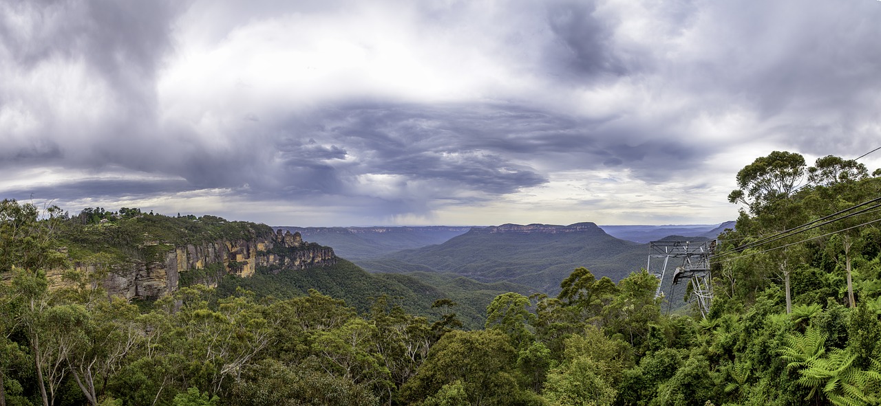 Mėlynas Kalnas, Sidnėjus, Australia, Panoraminis, Gamta, Dangus, Kraštovaizdis, Kalnas, Aplinka, Miškas