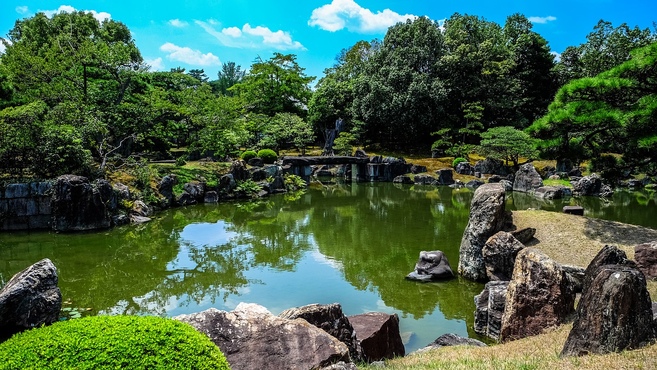 Mėlynas Dangus, Sodas, Žalias, Japonija, Japanese, Peizažas, Atspindys, Dangus, Akmenys, Vanduo