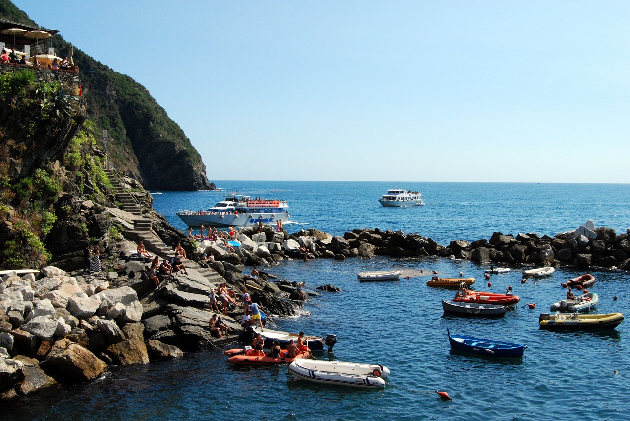 Valtis, Porto, Cinque Terre, Riomaggiore, Ligurija, Italy, Spalvos, Vanduo, Jūra, Kalnas