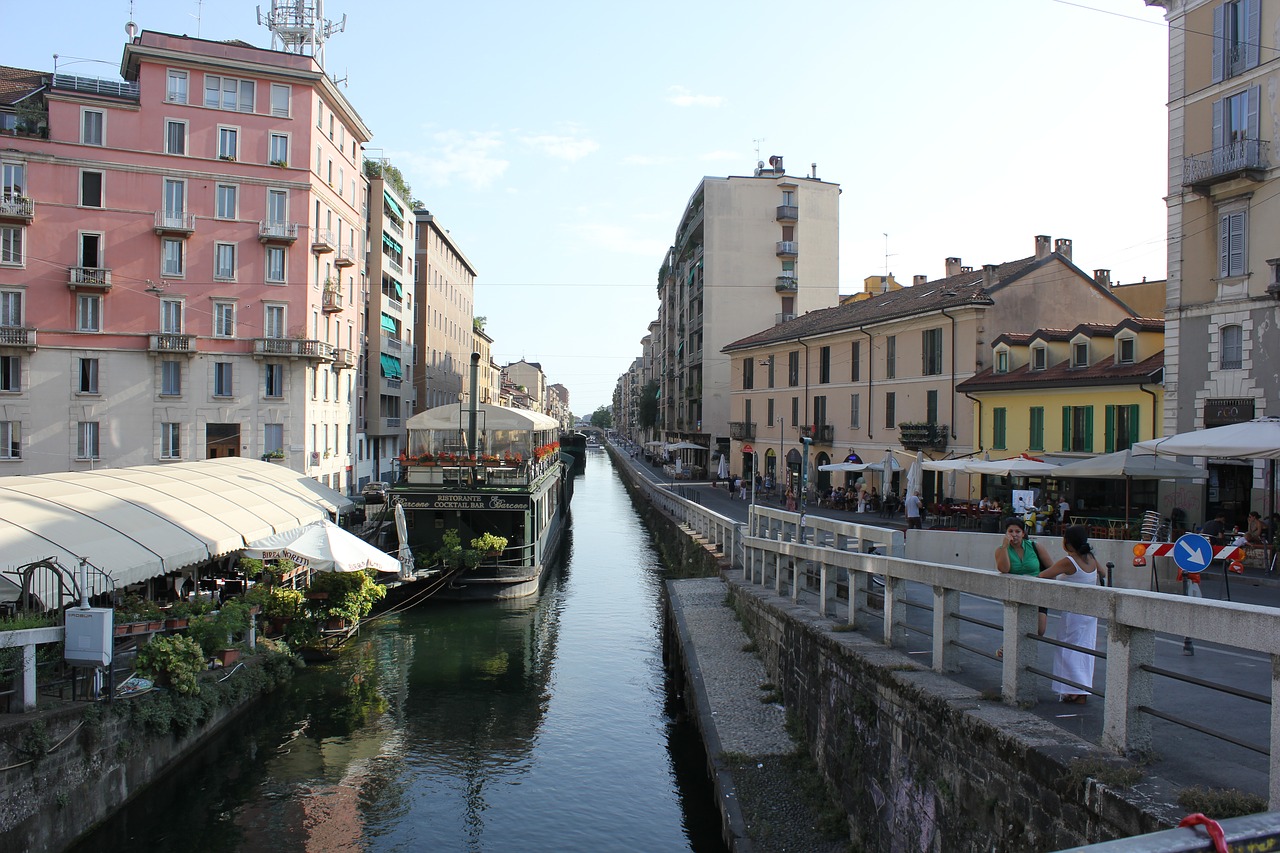 Boathouse, Navigli, Milanas, Vanduo, Centras, Miestas, Kraštovaizdis, Italy, Vietos, Baržos