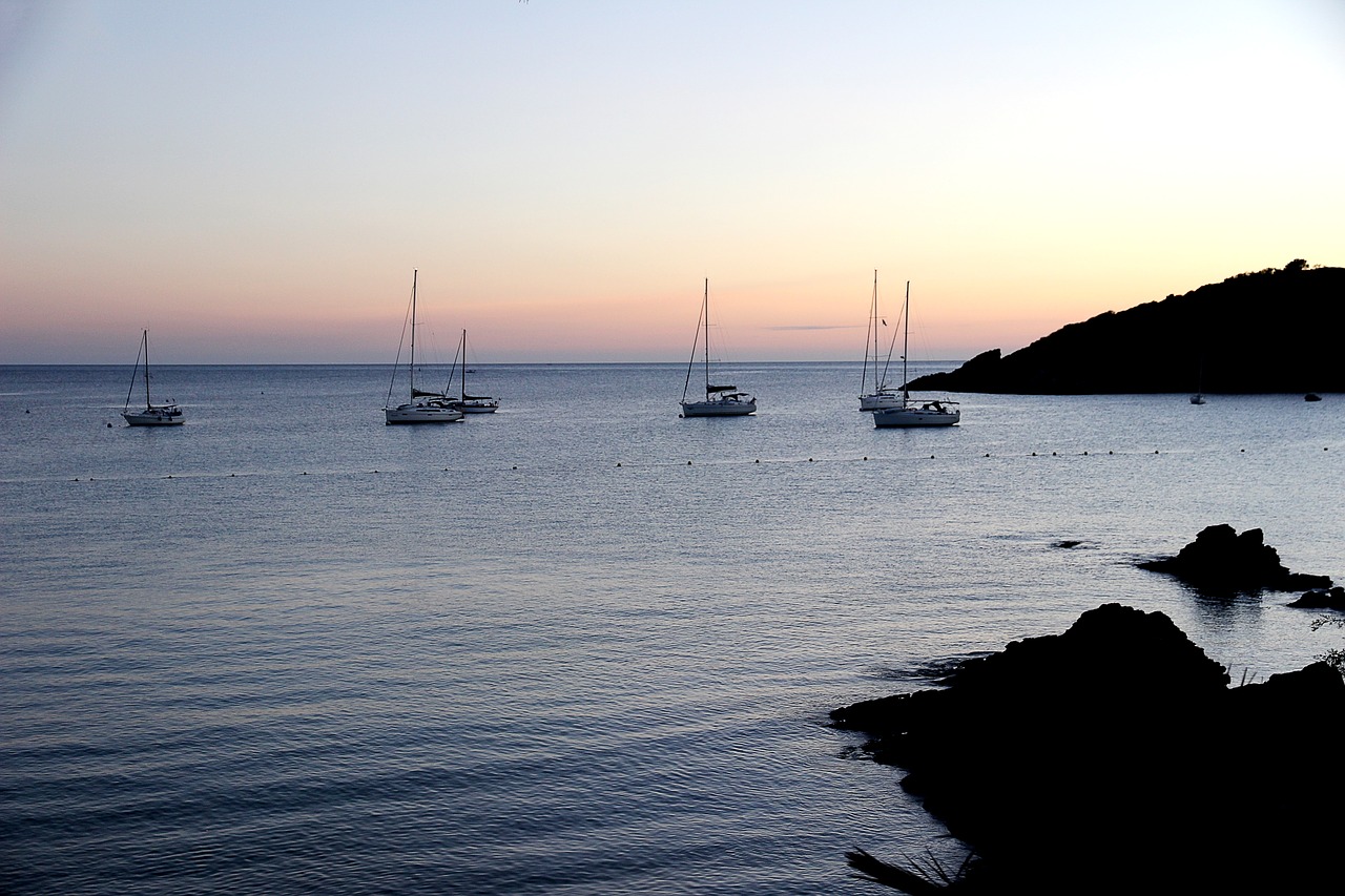 Valtys, Jūra, Burlaiviai, Inkaras, Uostas, Saulėlydis, Vanduo, Buriu, Sala, Abendstimmung