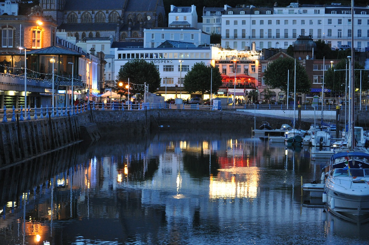 Valtys, Marina, Prieplauka, Uostas, Apmąstymai, Vakaras, Žibintai, Torquay, Torbay, Nemokamos Nuotraukos