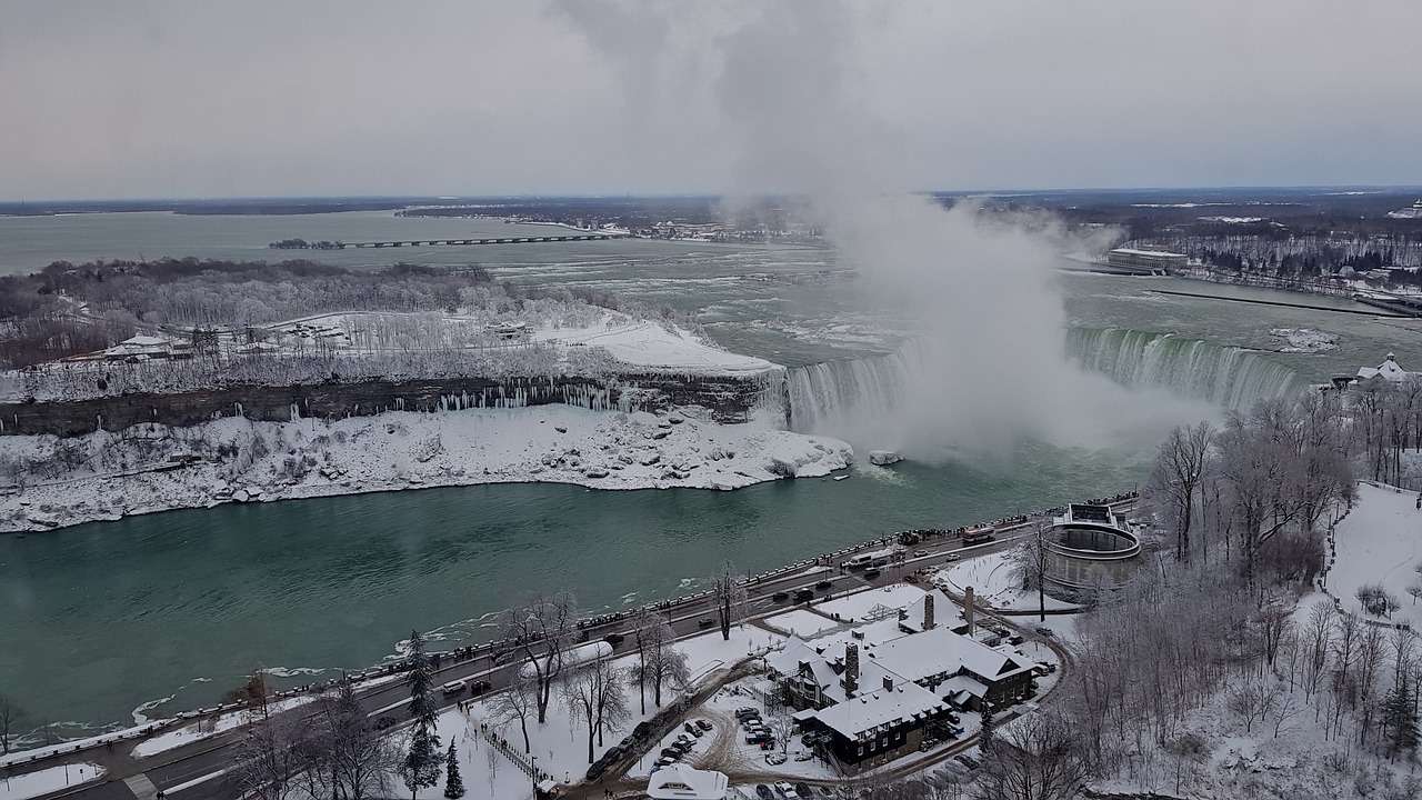 Vandens Telkinys, Panoraminis, Lauke, Gamta, Kelionė, Kraštovaizdis, Žiema, Niagaros Krioklys, Snieguotas Kraštovaizdis, Žiemos Peizažas