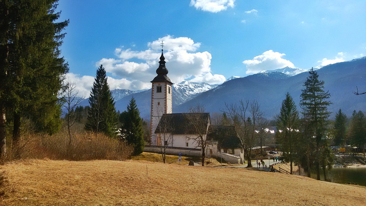 Bohinj, Bažnyčia, Dangus, Alpes, Debesys, Medžiai, Pavasaris, Slovenia, Nemokamos Nuotraukos,  Nemokama Licenzija