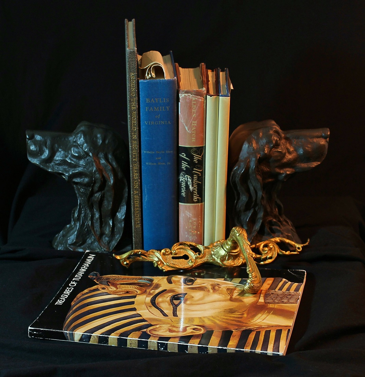 Bookends, Bronza, Šunys, Senos Knygos, Durų Skląstis, Gilt, Karalius Tut, Tutankhanun Kaukė, Nemokamos Nuotraukos,  Nemokama Licenzija