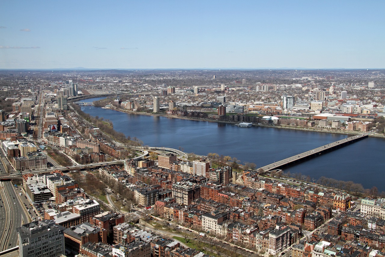 Bostonas, Vaizdas Iš Viršaus, Miestas, Miesto, Viršuje, Namai, Upė, Nemokamos Nuotraukos,  Nemokama Licenzija