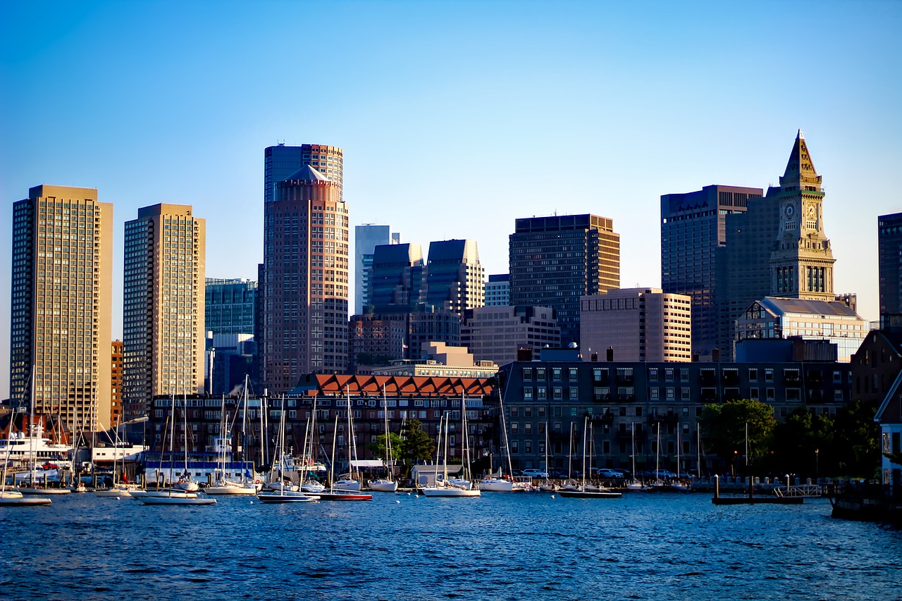 Bostonas, Massachusetts, Miestas, Miesto, Panorama, Miesto Panorama, Pastatai, Architektūra, Dangus, Uostas