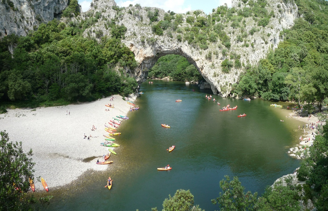 Lanko Tiltas, Ardèche, Kanoją, Upė, Nemokamos Nuotraukos,  Nemokama Licenzija