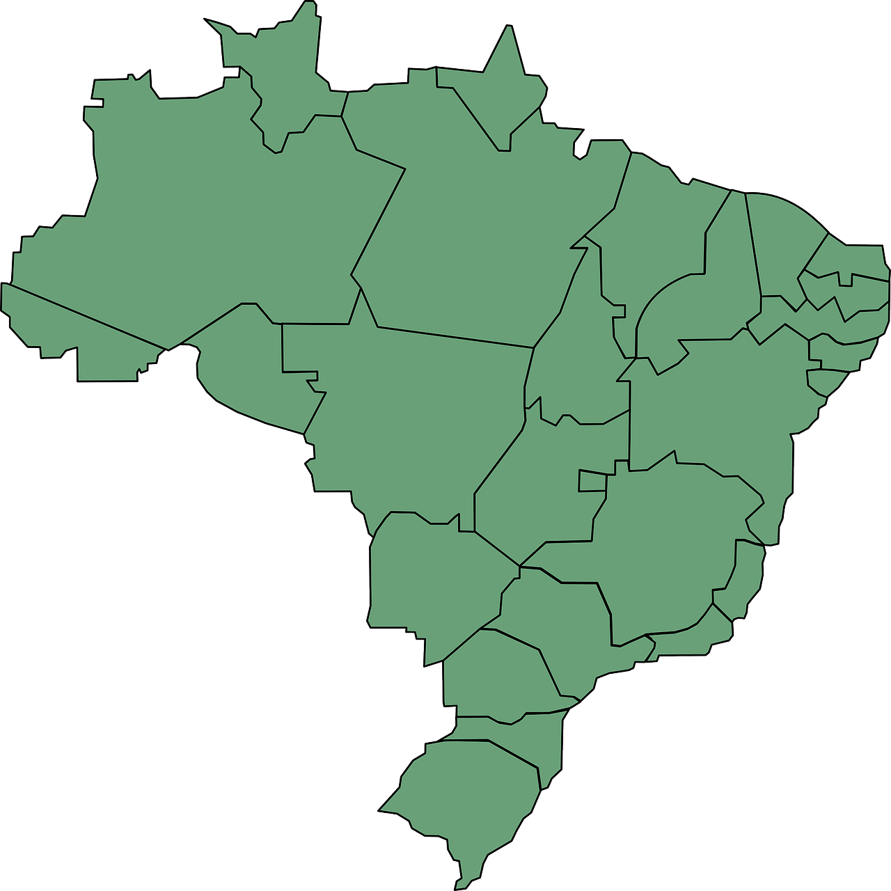 Brazilija, Žemėlapis, Pietų Amerika, Valstijos, Politiniai Susiskaldymai, Brazilijos, Tauta, Brazilas, Brasilia, Nemokama Vektorinė Grafika