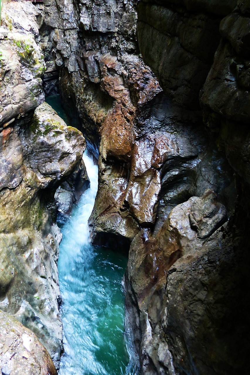 Breitachklamm, Oberstdorf, Allgäu, Bavarija, Breitachklamm Netoli Oberstdorf, Kalnų Upelis, Tobel, Gorge, Vanduo, Bachas