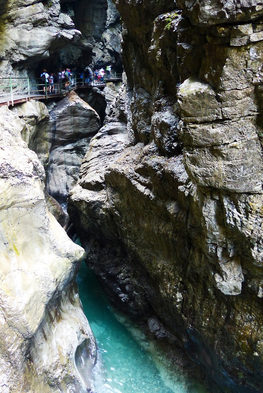 Breitachklamm, Oberstdorf, Allgäu, Bavarija, Breitachklamm Netoli Oberstdorf, Kalnų Upelis, Tobel, Gorge, Vanduo, Bachas