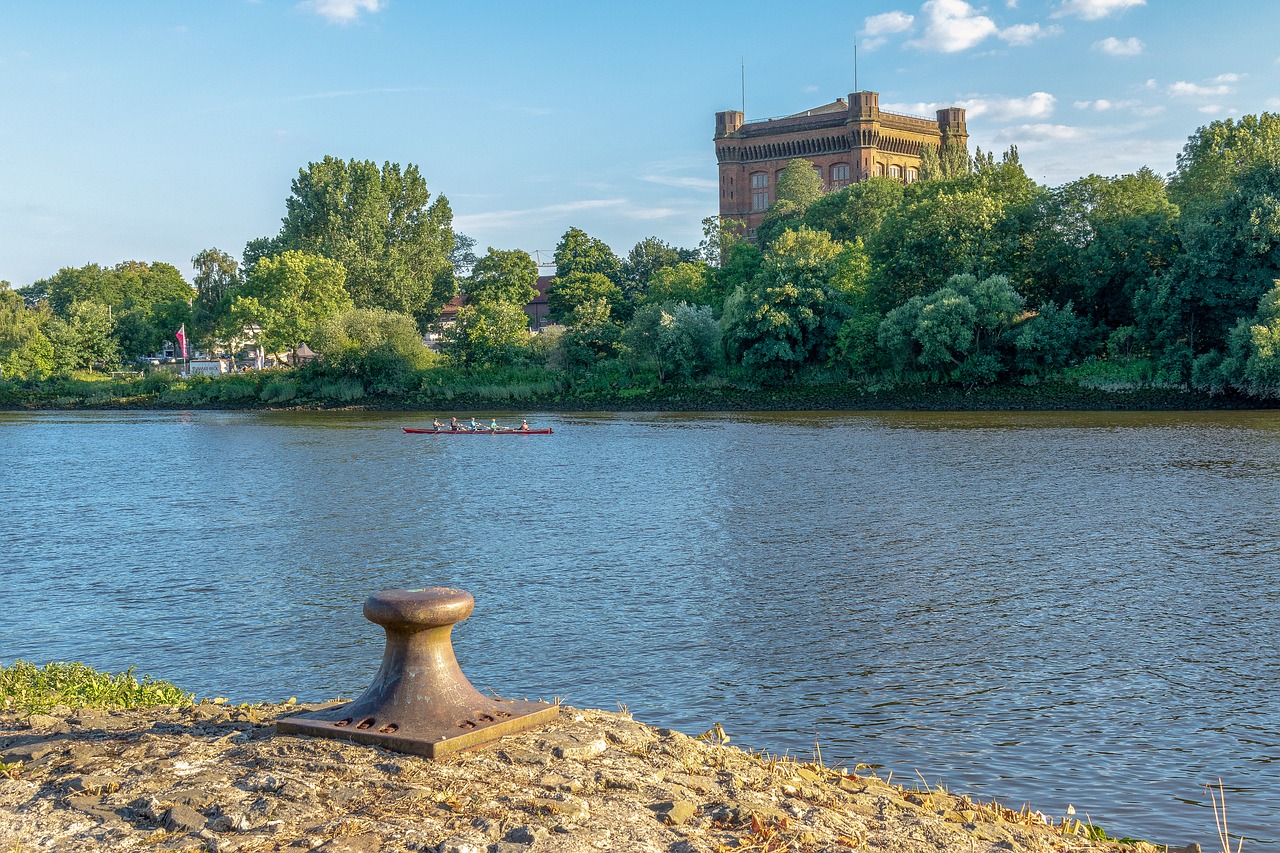 Brėmenas,  Aukštyn-Žemyn Komoda,  Vandens Bokštas,  Weser,  Upė,  Vandens,  Kraštovaizdis,  Pobūdį,  Nuotaika,  Šiaurės Vokietijoje