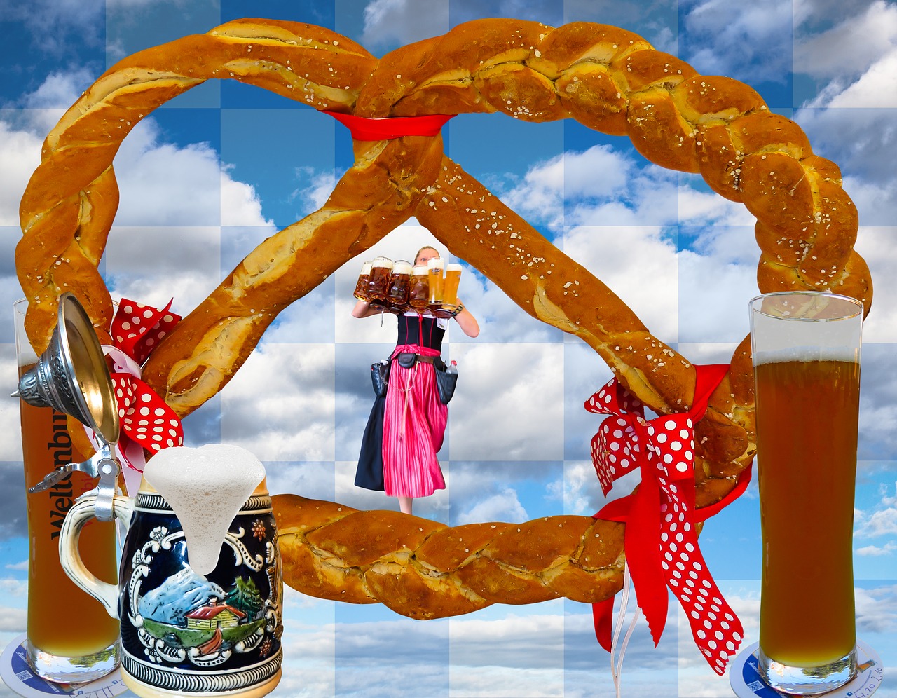 Breze, Keramzelis, Alus, Kvietinių Alų, Bavarija, Munich, Oktoberfest, Tradicija, Dirndl, Alaus Puodelis