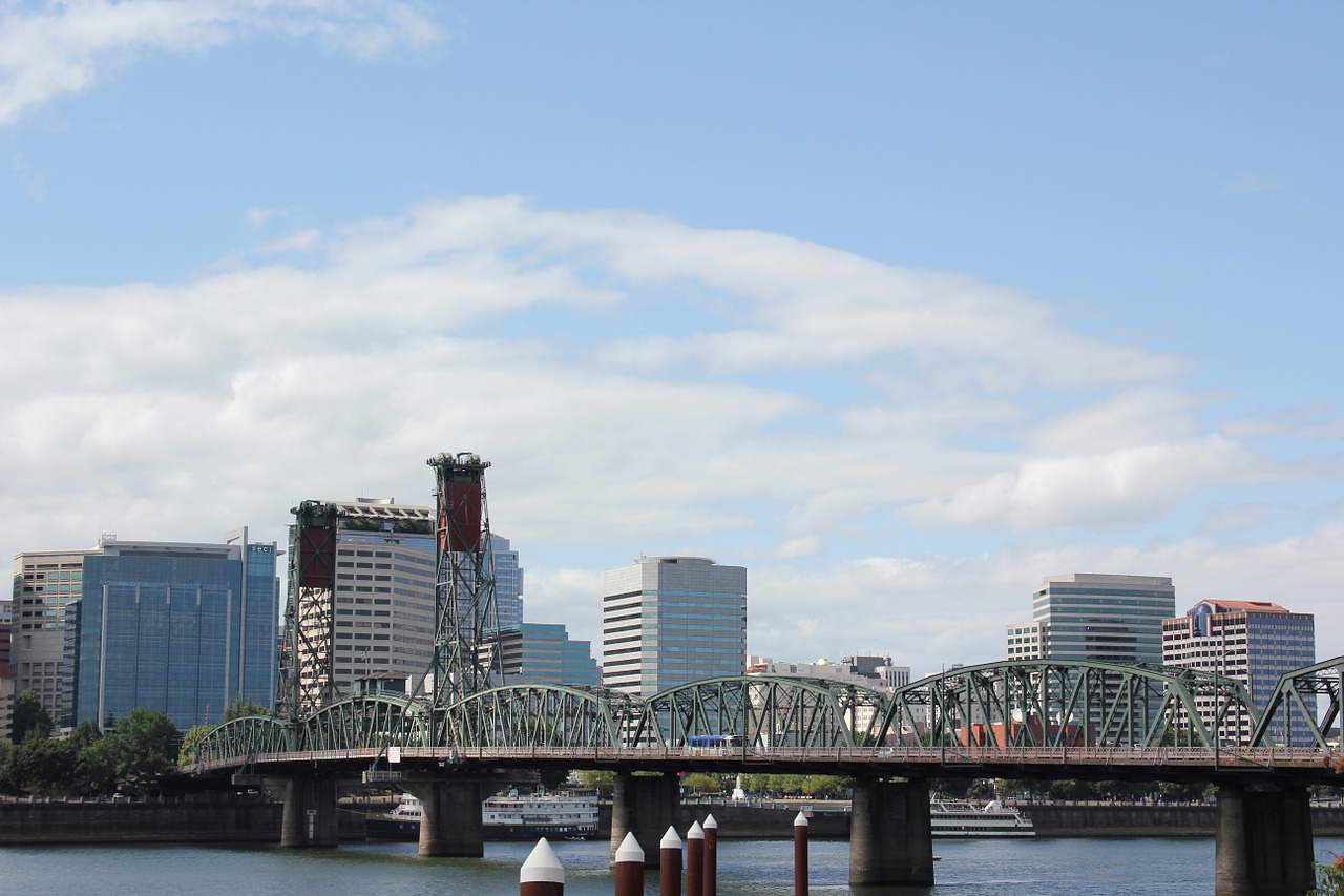 Tiltas, Portlandas, Oregonas, Hawthorne Tiltas, Kraštovaizdis, Plienas, Struktūra, Infrastruktūra, Willameta, Usa