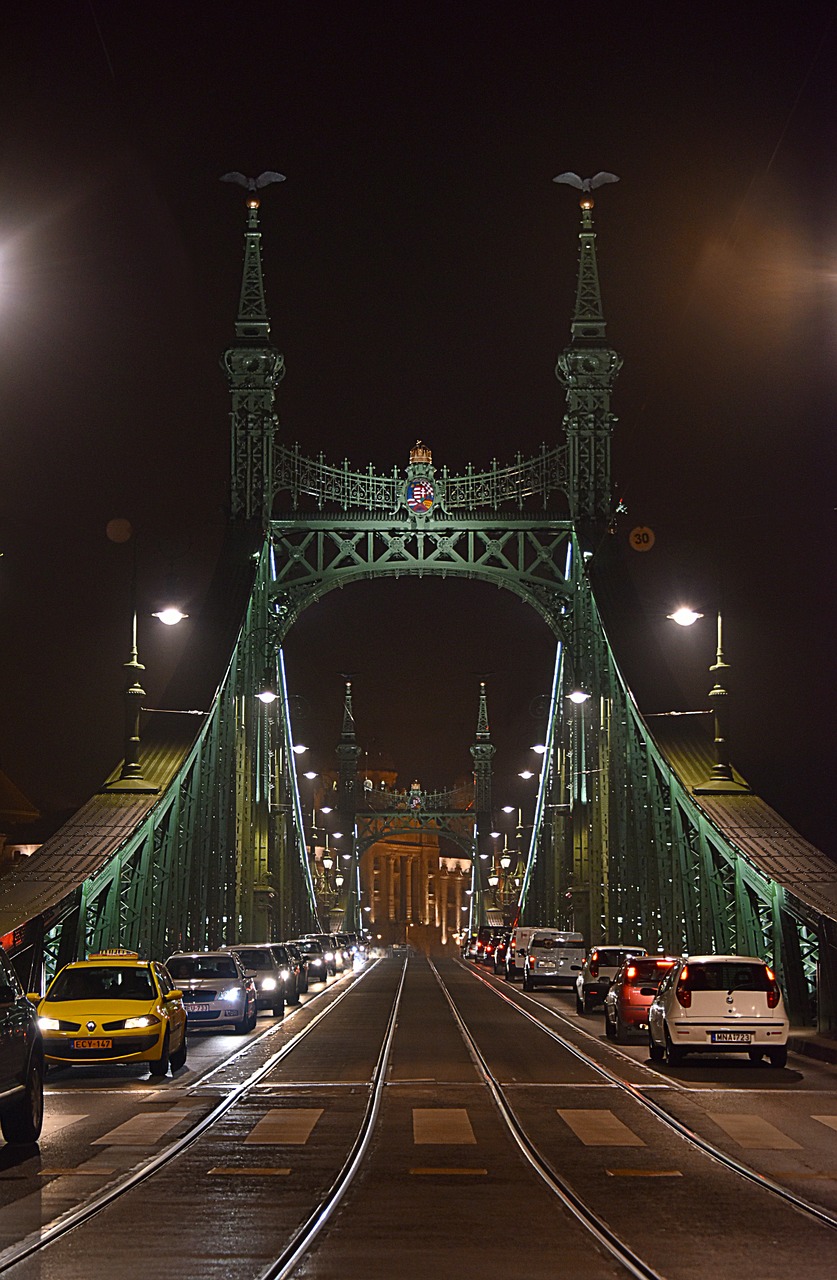 Tiltas, Budapest, Vengrija, Žibintai, Naktis, Danube, Plienas, Likti, Architektūra, Nemokamos Nuotraukos