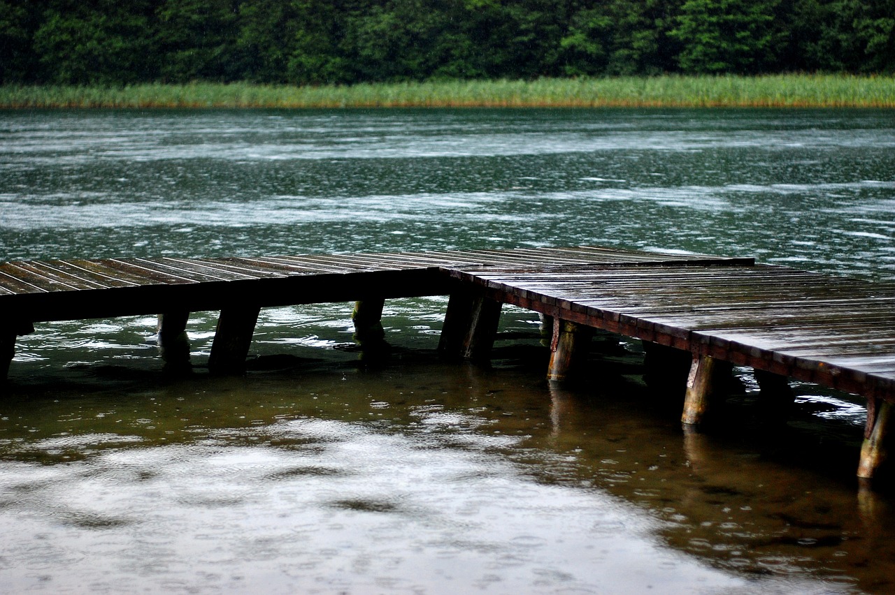 Tiltas, Lietus, Ežeras, Prieplauka, Lenkija, Much Tucholski, Kępsko, Vasara, Gamta, Nemokamos Nuotraukos