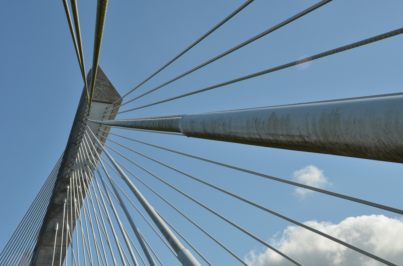 Tiltas, Plienas, Metalas, Kabelis, Upė, Aulne, Pont De Térénez, France, Linijos, Nemokamos Nuotraukos