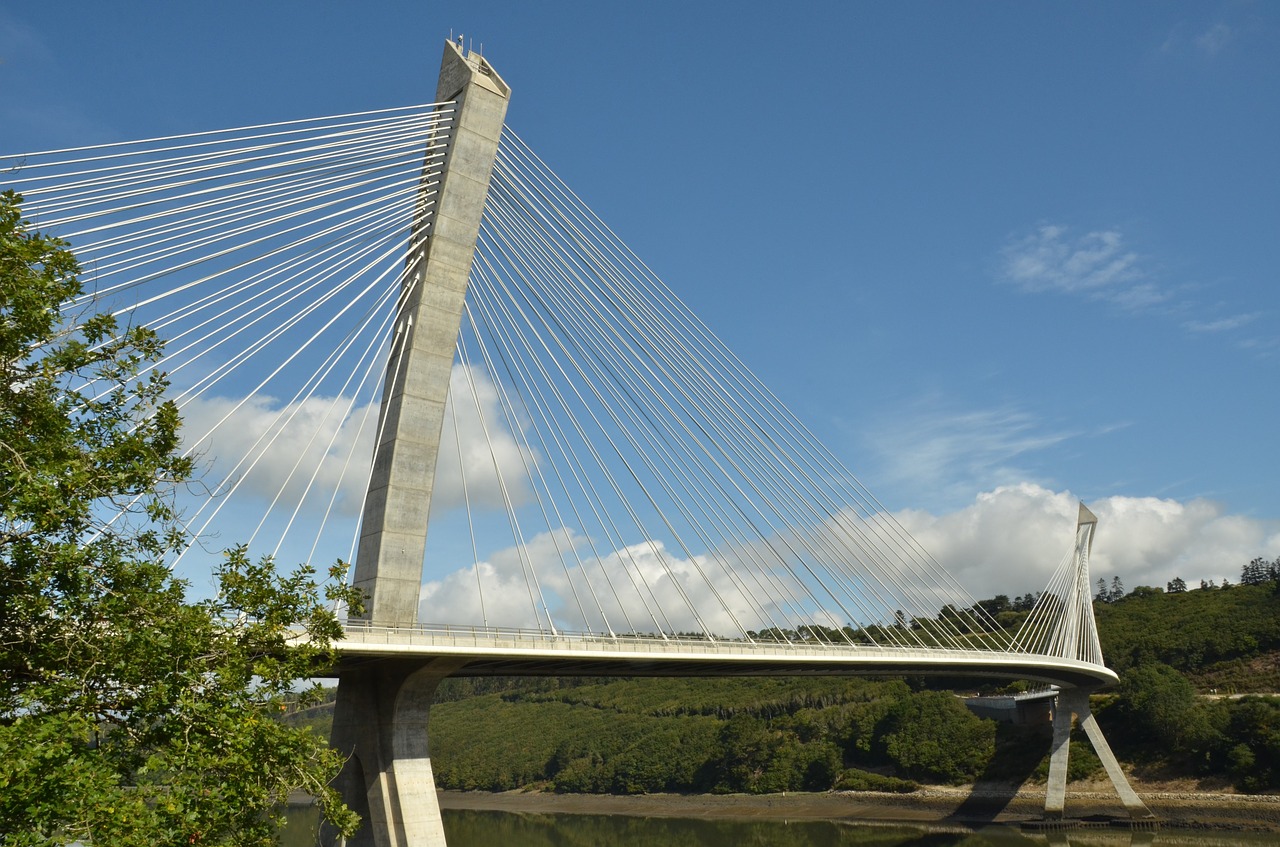 Tiltas, Plienas, Metalas, Kabelis, Upė, Aulne, Pont De Térénez, France, Linijos, Nemokamos Nuotraukos