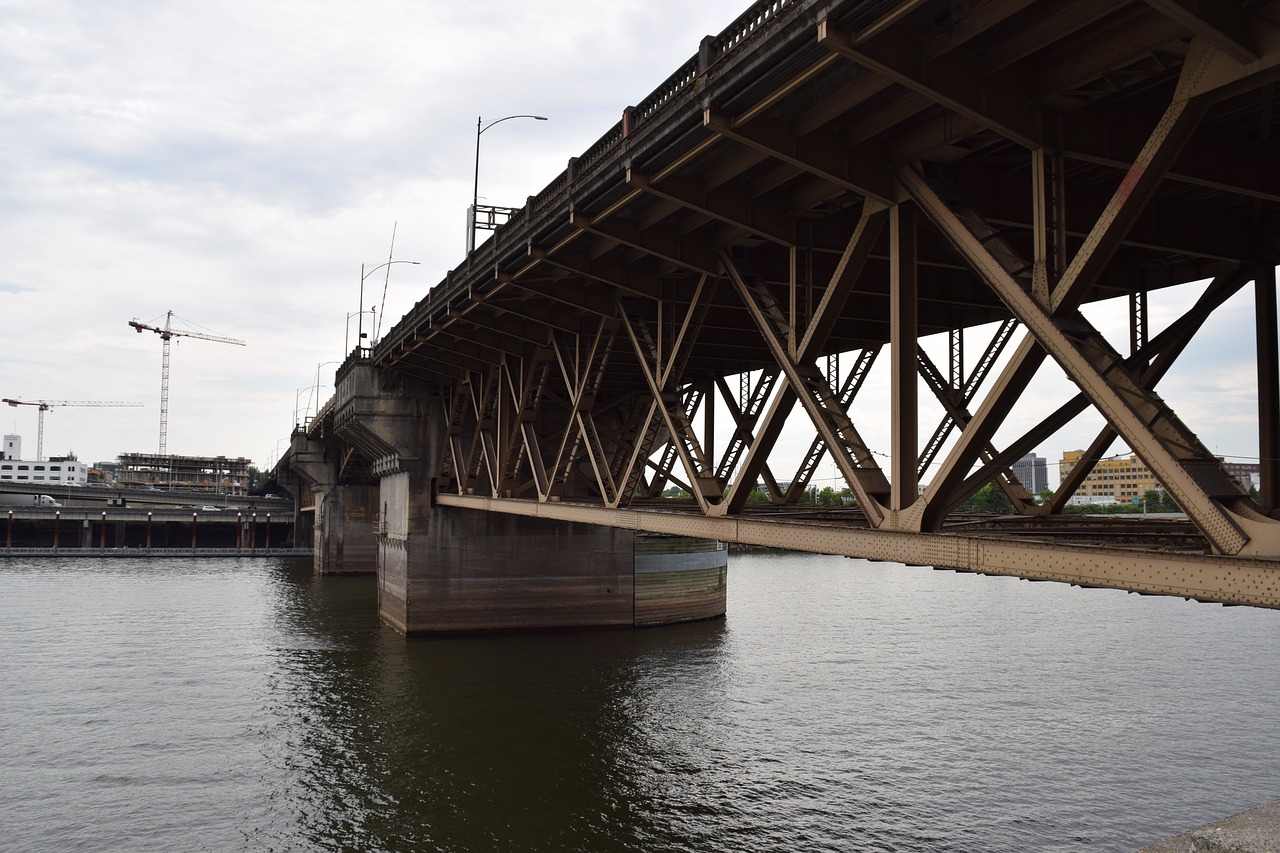 Tiltas, Portlandas, Oregonas, Infrastruktūra, Gabenimas, Upė, Kranai, Plienas, Miestas, Plėtra