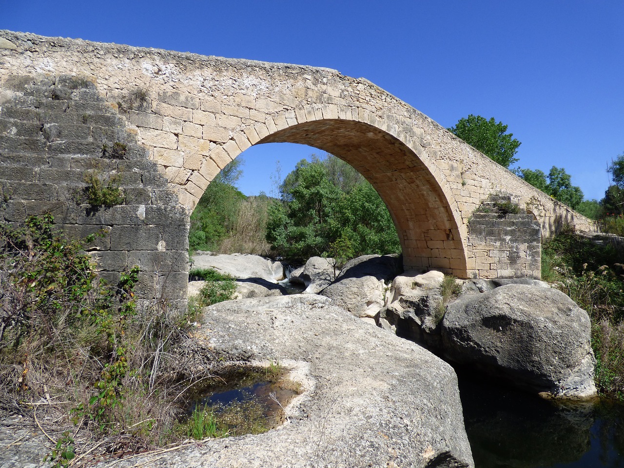 Tiltas, Viduramžių, Romanesque, Akmuo, Atramos, Arka, Montsant Upė, Nemokamos Nuotraukos,  Nemokama Licenzija