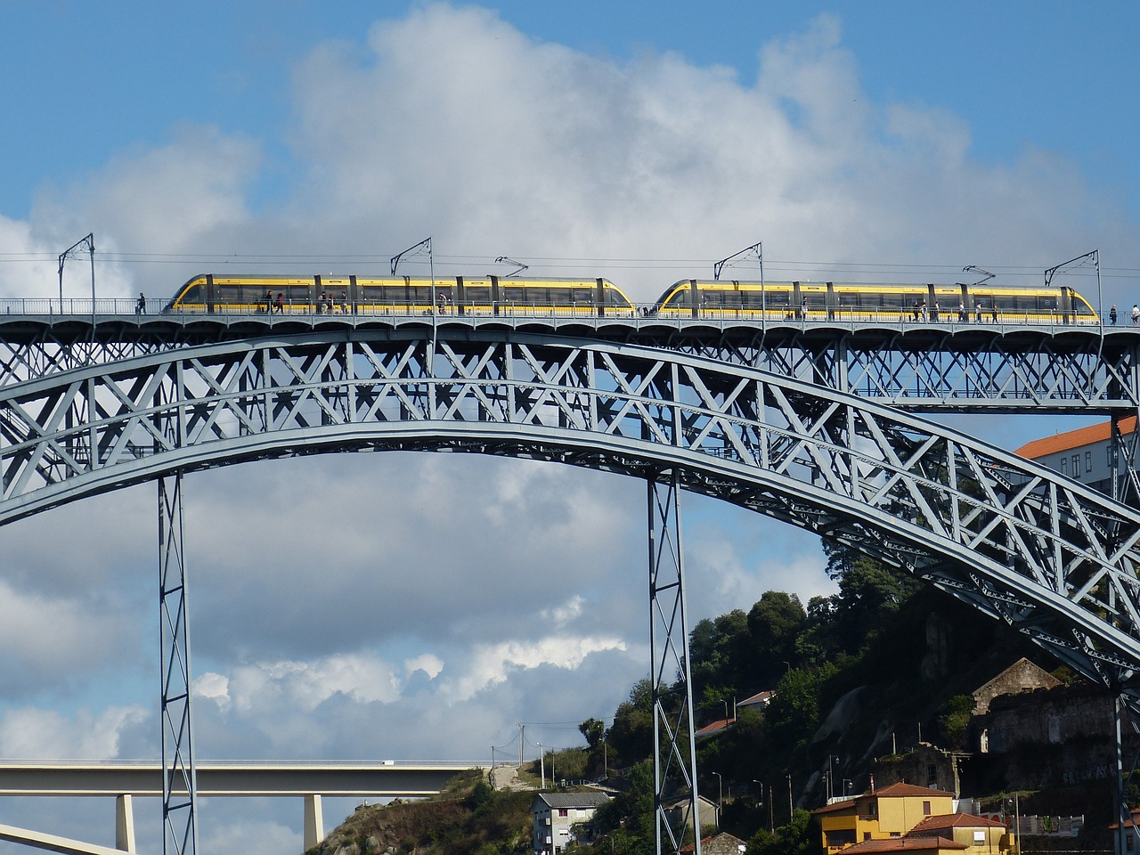 Tiltas, Metalas, Arka, Traukinys, Geležinkelis, Geležinkelis, Kirsti, Porto, Kelionė, Portugal