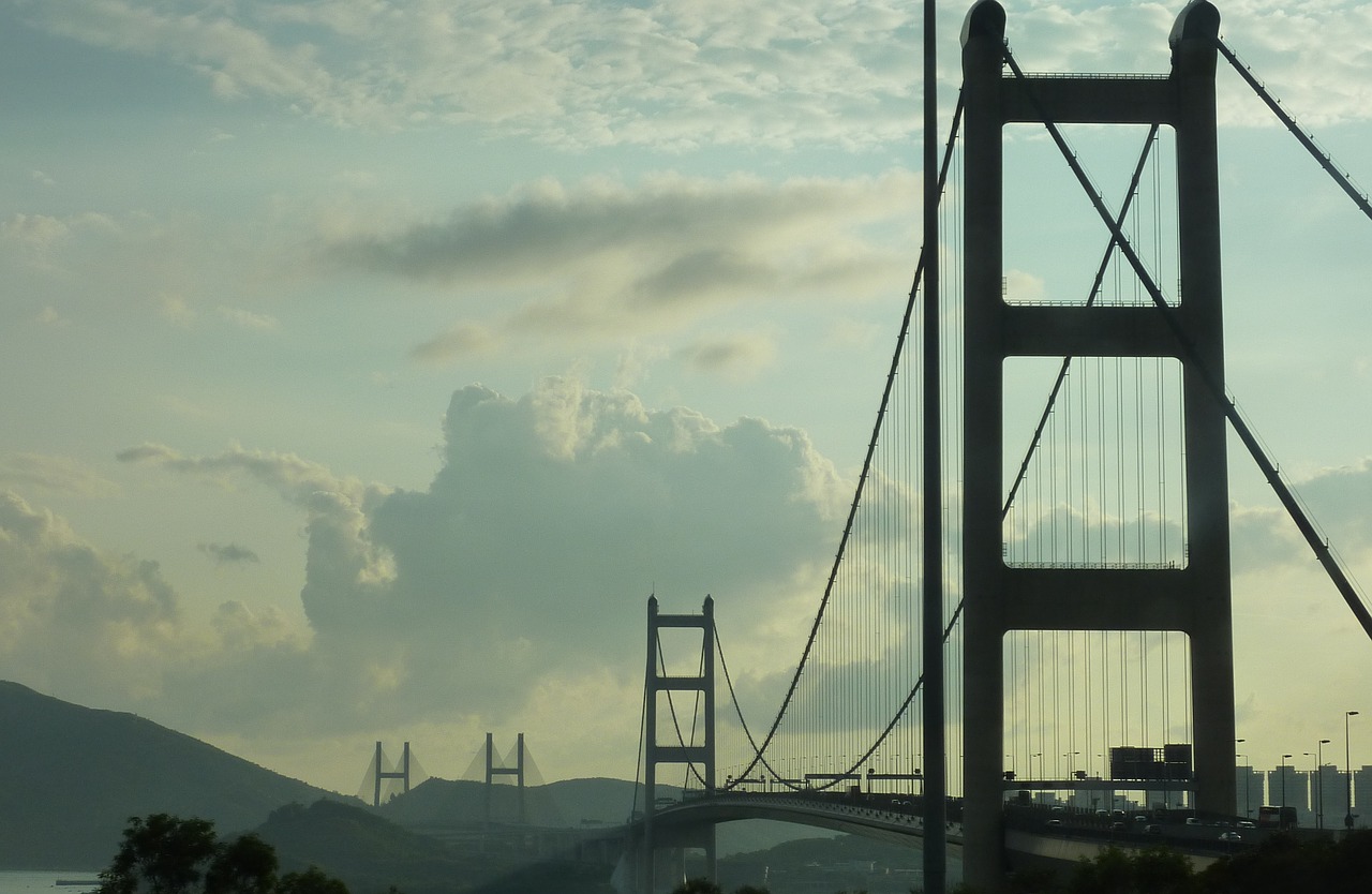 Tiltas, Honkongas, Kabantis Tiltas, Nemokamos Nuotraukos,  Nemokama Licenzija