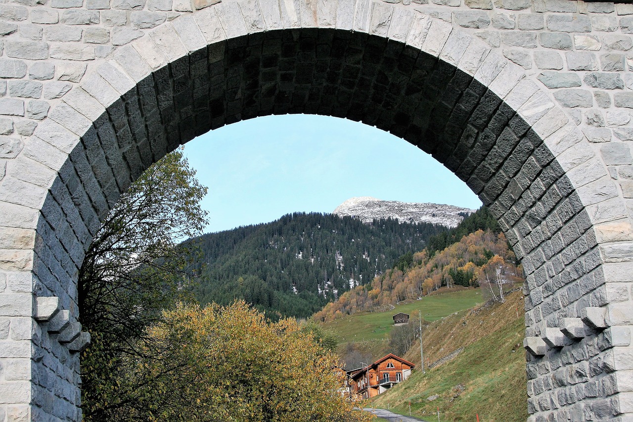 Tiltas, Akmuo, Geležinkelis, Lankas, Pastatas, Www, Lankytinos Vietos, Vaizdas, Alpės, Šveicarija