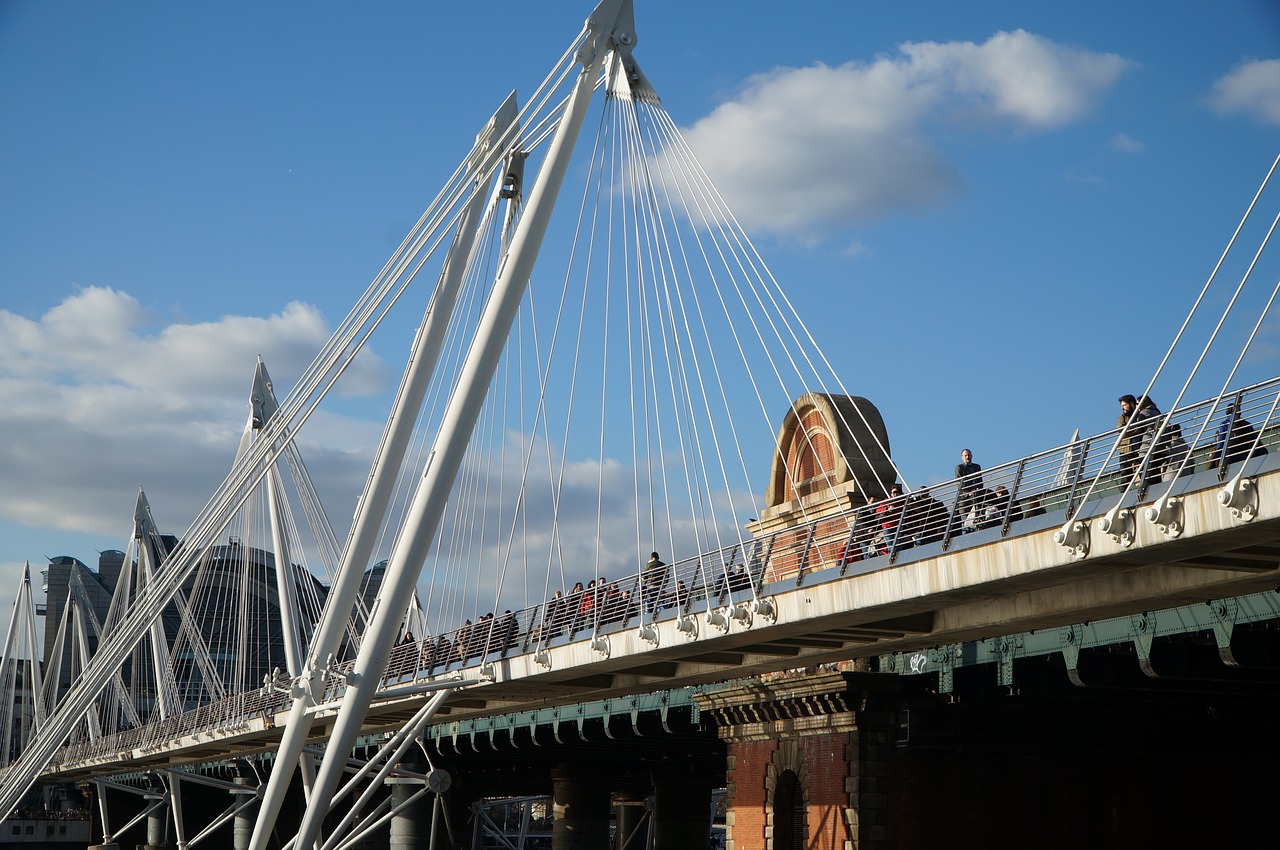 Tiltas,  Kelionė,  Dangus,  Architektūra,  Pėsčiųjų,  Kabelis,  Miestas,  Londonas,  Anglija,  Centro