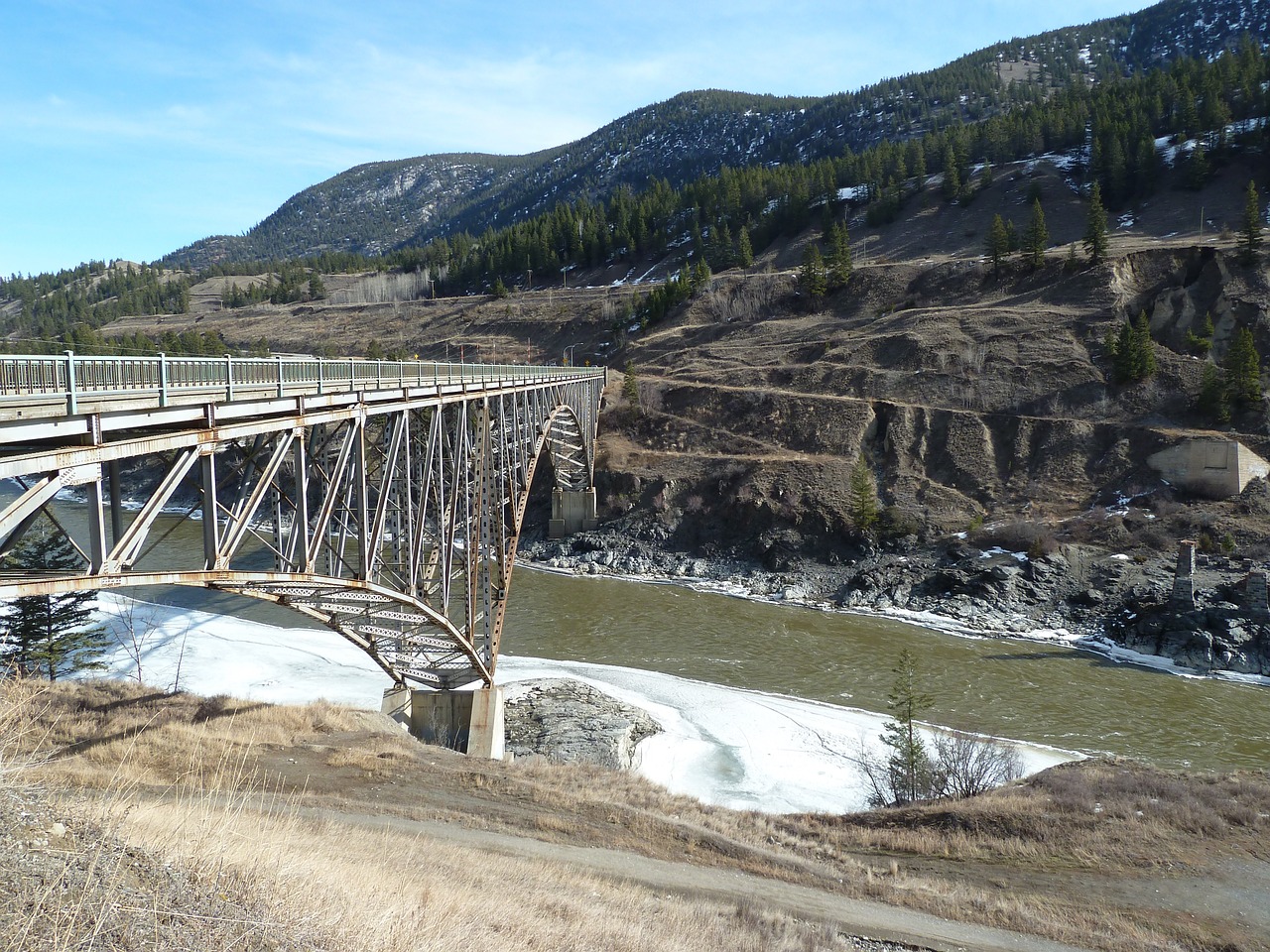 Tiltas, Metalo Konstrukcija, Perduoti, Plienas, Fraser Upė, Britų Kolumbija, Kanada, Kraštovaizdis, Peizažas, Kelias
