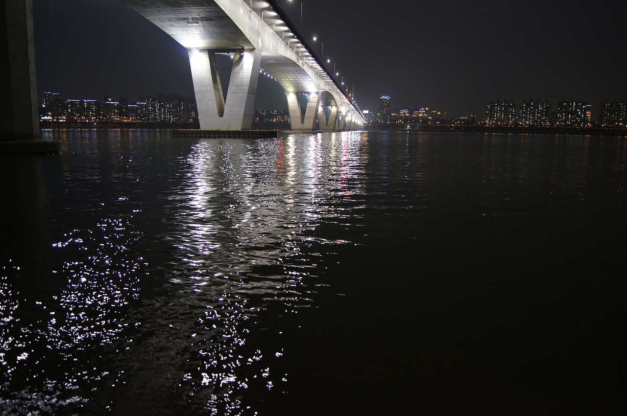 Tiltas, Korėjos Respublika, Korėja, Seulas, Naktinis Vaizdas, Naktinis Vaizdas Į Seulą, Han Upė, Nemokamos Nuotraukos,  Nemokama Licenzija