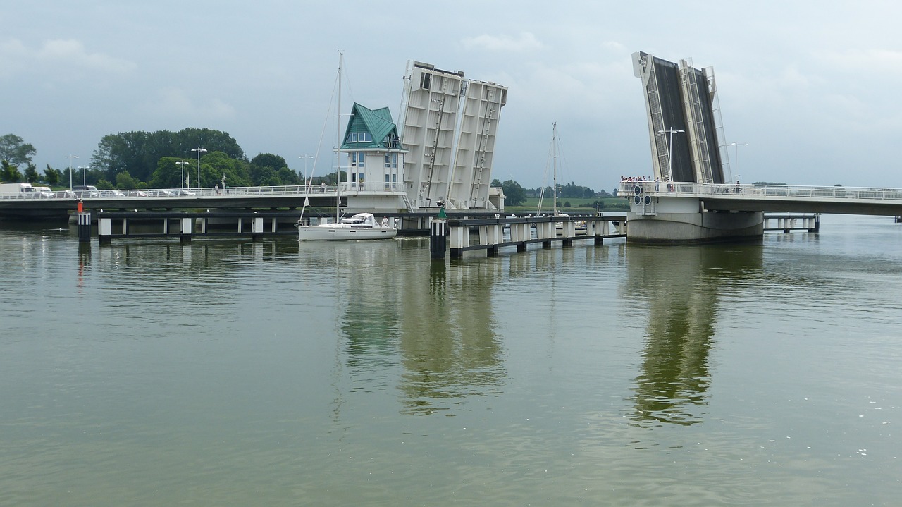 Tiltas, Kappeln, Meklenburgas, Kelių Tiltas, Bascule Bridge, Schlei, Eismas, Upė, Vanduo, Automobiliai